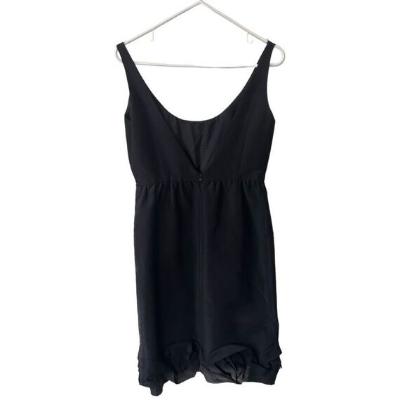 Jill Stuart Black Sleeveless Scoop Neck V Back Ruffle Hem Mini Dress Size 8 - Picture 5 of 11